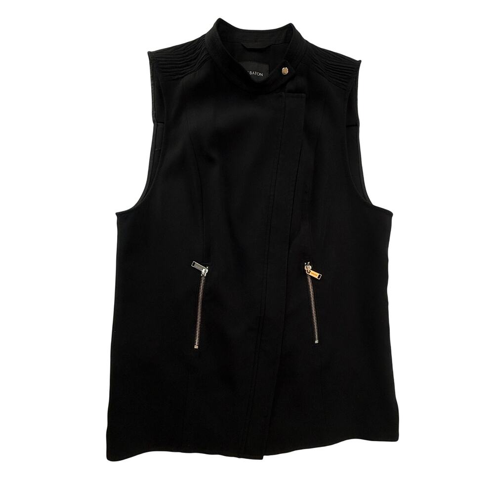 Babaton Redford Black Moto Vest Sleeveless Crepe Biker Jacket Women’s Size 6